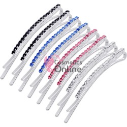 Agrafe metalice pentru par cu strasuri MH002, set 12 bucati Color